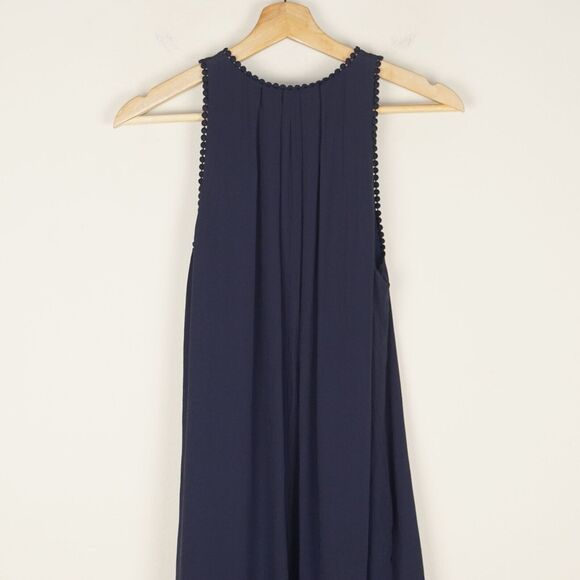 Anthropologie Maeve Navy Blue Fringe Sequin Trim Tank Dress Womens Sz 2 - Picture 3 of 7
